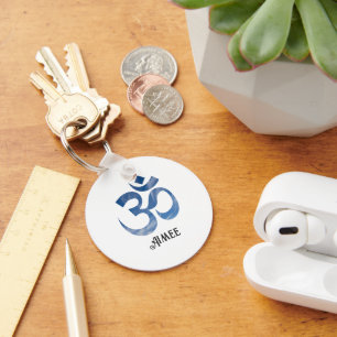 Blauwe Lucht Witte Wolken Om Symbool 2-in Aluminiu Sleutelhanger