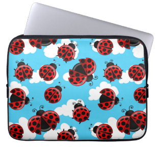 Blauwe Lucht Witte Wolken Rode Lieveheersbeestje K Laptop Sleeve