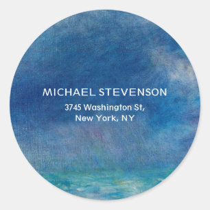 Blauwe Lucht Zee Abstract Unieke Chic Moderne Mini Ronde Sticker