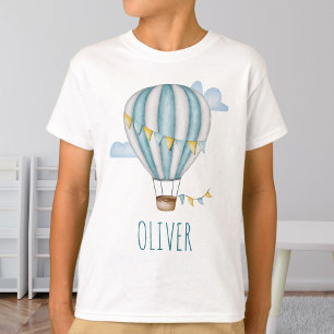 Blauwe luchtballon aquarel t-shirt