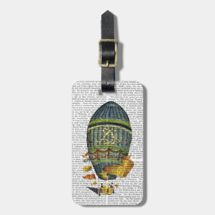 Blauwe luchtballon bagagelabel