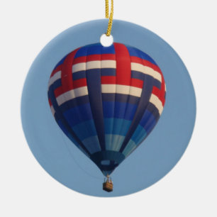 Blauwe luchtballon keramisch ornament
