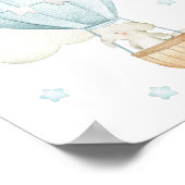 Blauwe luchtballon, olifant, sterren, boogzuster poster (Hoek)