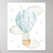Blauwe luchtballon, olifant, sterren, boogzuster poster (Voorkant)
