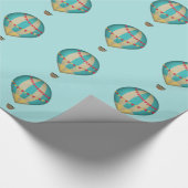 Blauwe luchtballonnen cadeaupapier (Hoek)