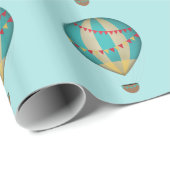 Blauwe luchtballonnen cadeaupapier (Rol Hoek)
