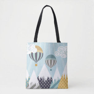 Blauwe luchtballonnen draagtas