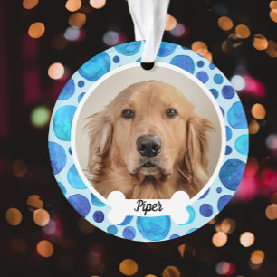 Blauwe luchtbellen   Custom Dog Photo Ornament