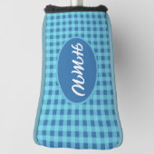 Blauwe luchten Plaid: Aangepaste Monogram Blade Pu Golfheadcover (Draai 90)