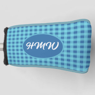 Blauwe luchten Plaid: Aangepaste Monogram Blade Pu Golfheadcover