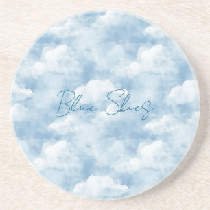 Blauwe luchten wolken zandsteen onderzetter