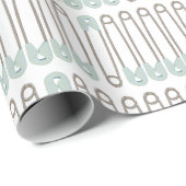 Blauwe Luier Pin Pattern Baby shower Wrapping Papi Cadeaupapier (Rol Hoek)