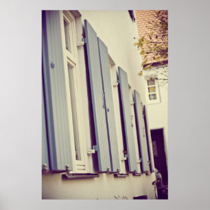 Blauwe luiken poster