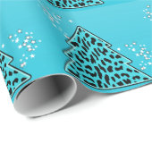 Blauwe Luipaard Jachtluipaard Kerstboom Cadeaupapier (Rol Hoek)