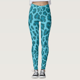 Blauwe luipaard leggings