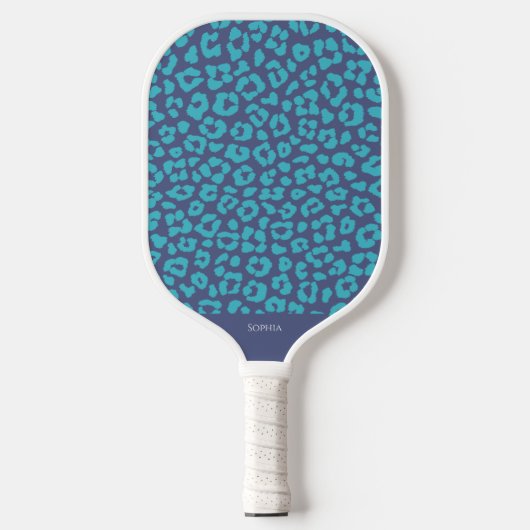 Blauwe luipaard pickleball paddle (Voorkant)