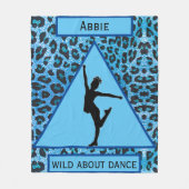 Blauwe luipaard voor meisjes "Wild Over Dance" Fleece Deken (Voorkant)