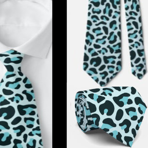 Blauwe Luipaardprint Punk Rock Stropdas