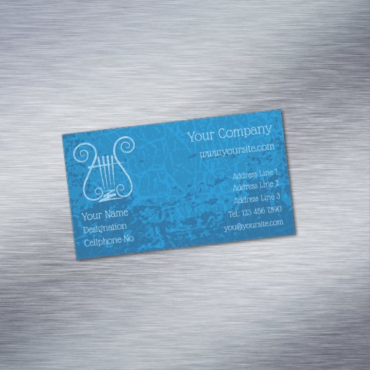 Blauwe Lyre Achtergrond Magnetisch Visitekaartje (Voorbeeld)