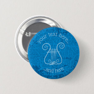 Blauwe Lyre Achtergrond Ronde Button 5,7 Cm