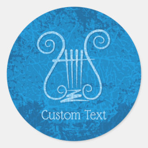 Blauwe Lyre Achtergrond Ronde Sticker