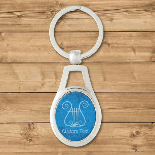 Blauwe Lyre Achtergrond Sleutelhanger