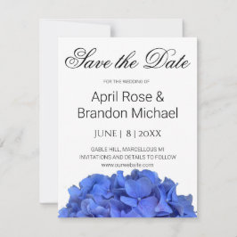 Blauwe maagdenpalm elegante bloemen hortensia's save the date