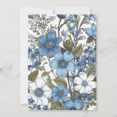 Blauwe maagdenpalmbloemen bruiloft save the date (Achterkant)