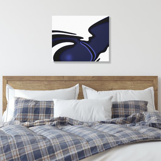 Blauwe maan: Abstract blauw en wit Canvas Afdruk (Insitu (Slaapkamer))