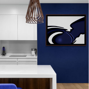 Blauwe Maan: Abstract Blauw en Wit Canvas Afdruk