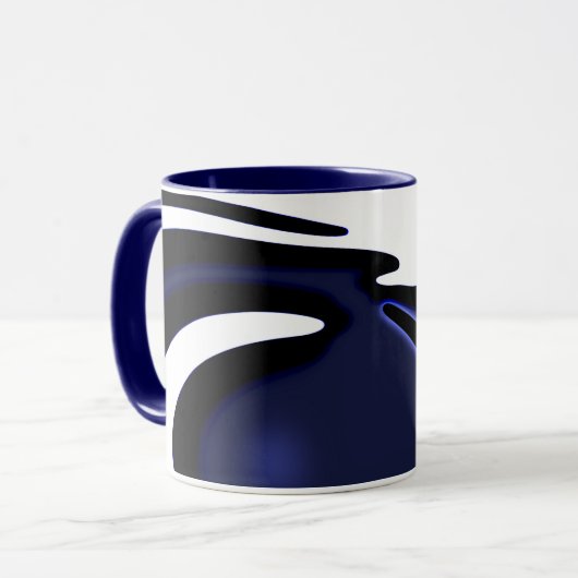 Blauwe maan: Abstract blauw en wit Mok (Voorkant links)