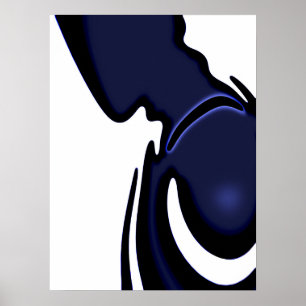 Blauwe maan: Abstract blauw en wit Poster