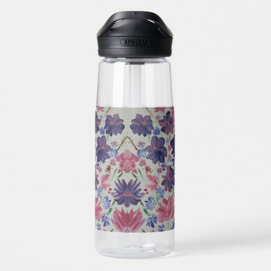 Blauwe Maan Bloemen Waterfles (Achterkant)