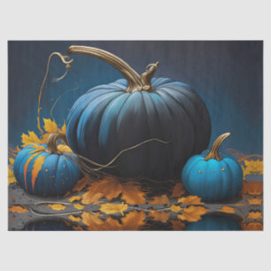 Blauwe maan pompoenen en herfstbladeren tissuepapier