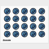 blauwe maan ronde sticker (Vel)