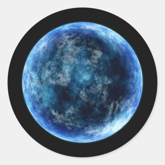 blauwe maan ronde sticker (Voorkant)