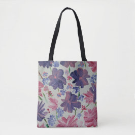 Blauwe Maan Roos Bloemen Canvas tas