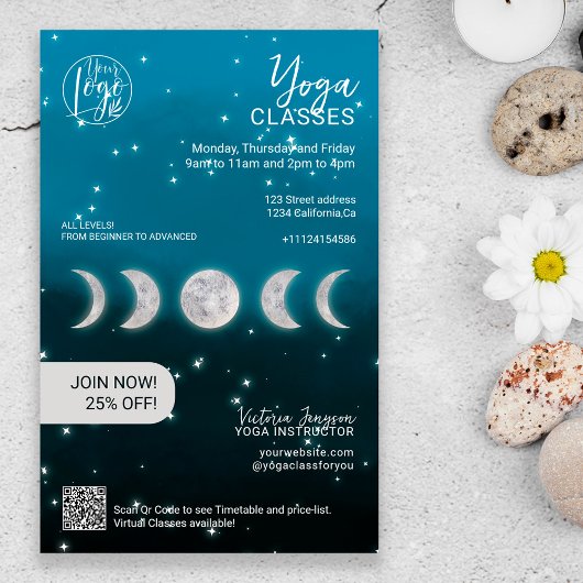 Blauwe maan ster Yoga instructeur studio klassen Flyer