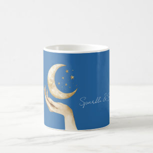 Blauwe Maan Sterren Hand Goud Koffiemok