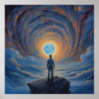Blauwe Maan Super Maan AI Fantasie Digitale Kunst 