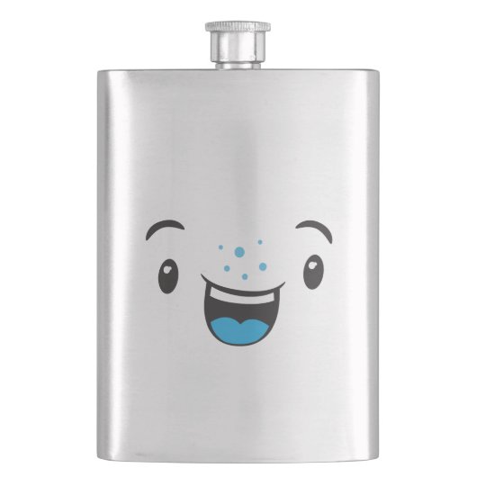 Blauwe maatkolf van Kawaii Face Heupfles (Voorkant)