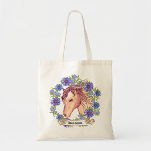 Blauwe Madelief Paard Tote Bag