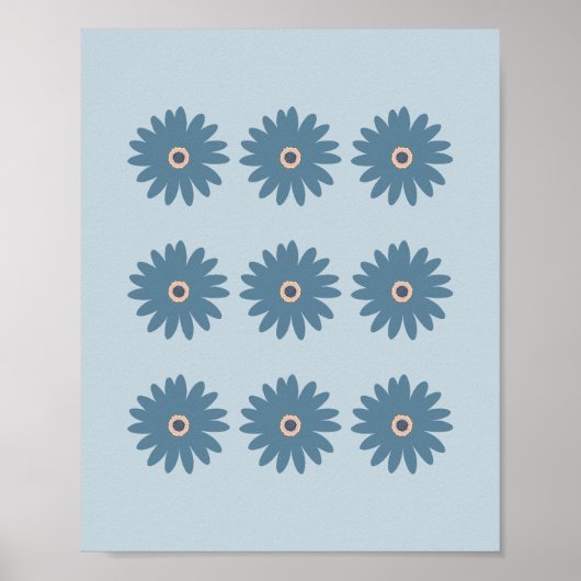 Blauwe Madelief Poster (Voorkant)