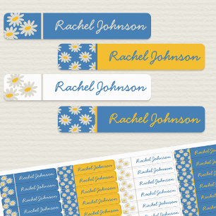 Blauwe Madelief & Retro Gestreepte Waterdichte Kin Labels