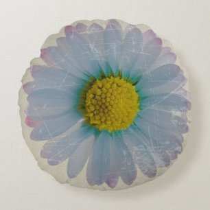 Blauwe Madelief - Vintage Bloemendecoratie Rond Kussen