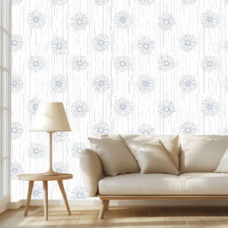 Blauwe Madeliefje Bloemige Esthetische Cottagecore Behang