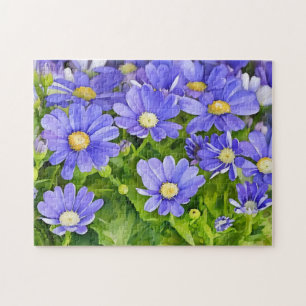 Blauwe Madeliefjes Bloem Tuin Kunst Puzzel