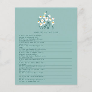 Blauwe madeliefjes bloemige mooie babyshower spel flyer