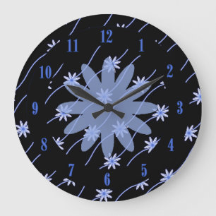 Blauwe Madeliefjesketting Bloemmotief Wandklok Grote Klok