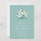 Blauwe maffia florale elegant mooi baby shower in kaart (Voorkant)